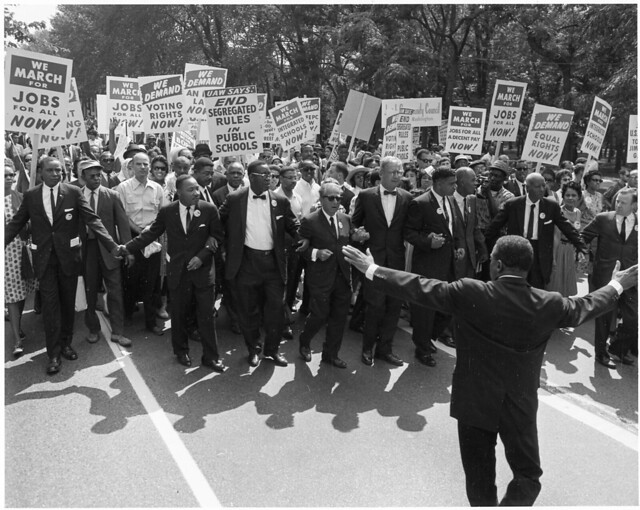 Dr. Martin Luther King, Jr. leading a march.