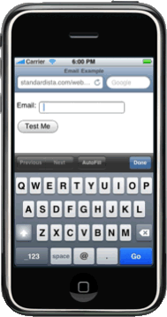 email input type on iphone
